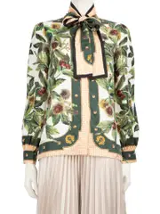 Green Chestnut Print Blouse