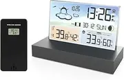 Wireless Digital Screen Meteorological Clock Weather Forecast Clock with Temperature Humidity Sensor for Indoor Outdoor