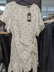 Portmans Ruffle Wrap Dress polka dot