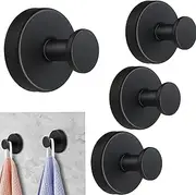 4Pcs Suction Cup Hooks,2025 Upgrade Adhesive Hooks,Stainless Steel Waterproof Shower Suction Hanger Wall Hooks for Shower Bathroom Hanging Towels,Mirrors,Robe,Glass Door,Window Hooks (4, Black)