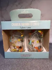 Peanuts Charlie Brown & Linus 12oz glasses Hallmark Collector Glasses New In Box