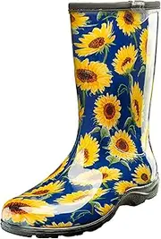 Sloggers Waterproof Garden Rain Boots for Women - Cute Mid-Calf Mud & Muck Boots with Premium Comfort Support Insole, (Sunflower Blue), (Size 7), Sunflower Print Blue, 7 US 5023SUNBL07-FL
