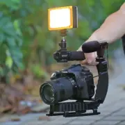 Handheld Bracket Stabilizer + Microphone Kit +LED Studio Light for DV SLR Camera