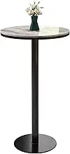 High Top Table with Black Metal Base, Round Dining Table Bistro Cocktail Table Narrow Nightstand Sofa Table for Living Room Bedroom Bathroom Balcony(Height 75cm/2.5ft)