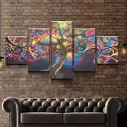 Abstract Tree of Life Colorful 5 Piece Panel Canvas Wall Art Print Photo Decor