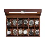12 Slots Watch Display Case Jewelry Box Organizer with Visible Glass Top