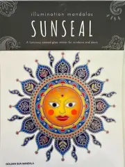 Stained Glass Window Decal GOLDEN SUN Mandala SUNSEAL Transparent Sticker