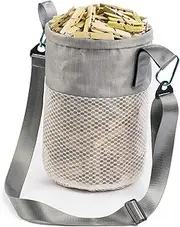 [KOOZTI] Mesh Clothespin Bag for Clothesline Outdoor, Clothes Pin Bag with Shoulder Straps, Drawstring Closure, Ventilated and Moisture Resistant, Large Capacity Laundry Clothespin Storage Bag with Hook
