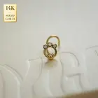 14K Solid Gold Real Diamond Dainty Tiny Single Nose Screw Nostril Ring 22G