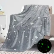 Glow in The Dark Blanket Throw Size 50" x 60" (130 x 150 cm) Fluorescent Stars