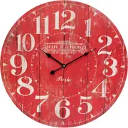 Clocks Wall Hanging Cafe De La Tour Large Red Clock 58cm