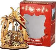 Handcrafted Olive Wood Mini Nativity Scene – Traditional Christmas Crèche from Bethlehem, Perfect Table Decoration. Handmade in The HOLY Land Approx 3.54x4.92x1.97 inches