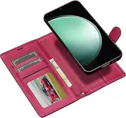 [Procarcasa] for Galaxy S23 FE Wallet Case,for Samsung S23 FE 5G Flip Case,2 in 1 Magnetic Detachable Case with Card Holders Stand Feature PU Leather Phone Cover-Dark Hot Pink