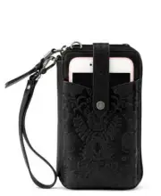 The Sak Womens Silverlake Smartphone Crossbody Handbag Black Floral Emb New