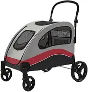 Pet Stroller Medium and Large Dog Stroller Four Wheel Pet Stroller Park and Travel Pet Stroller Folding Pet Stroller Small Pet Stroller(Red)