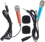 Abaodam 2pcs Mini Portable Microphones for Mobile Phones Adorable Recording Phone Mic Durable Compatible with Song Software for Video Recording Events
