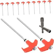 BESPORTBLE 13pcs Metal Tent Stakes: Heavy Duty Tent Stakes Screw in Ground Anchors Pegs with Socket for Camping Outdoor Canopy Accessories