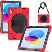 MCC Heavy Duty Strap iPad 10.9 2022 10th Gen Apple Shockproof Case Cover [Red]