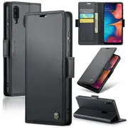 CaseMe Samsung Galaxy A20 Folio Wallet Case Cover Side Closure A205 [Black]