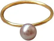 [Yihuaqun] Strong light bulb, natural purple freshwater pearl ring, round and non-fading 14K gold ring.