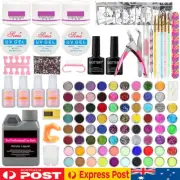 Nail Art Kits Acrylic Powder Liquid Glitter UV Gel Builder Top Base Coat Set AU