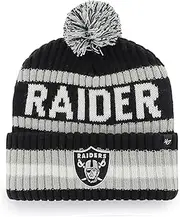 47 NFL Las Vegas Raiders Unisex Cuff Knit Bobble Hat, Black, Black, One size