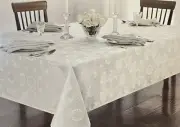 Waterford Marquis Starling White Jacquard Cloth Tablecloth 60” X 102”