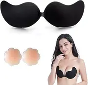[HSAJS] Adhesive Bra, Push Up Bra for Women, Reusable Invisible Silicone Self-Adhesive Bra, Strapless Bra Push Up and 2 Nipple Covers for Evening Dress, Wedding Dress, Backless Clothing