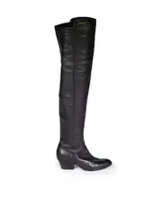 Black Over the Knee Leather Boots