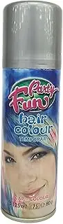 Party Fun Temporary Hair Colour Spray, PF11, Silver, 125 millilitre