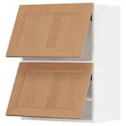 METOD wall cabinet horizontal w 2 doors, white/Vedhamn oak, 60x37x80 cm