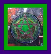 PAGAN PENTAGRAM Suncatcher, 6" Stained Glass Look SUNCATCHER With PENTACLE STAR