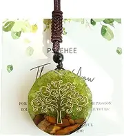 Tree of Life Green Chakra Healing Orgone Pendant Necklace with Green Peridot&Tiger Eye, Heart 4th Chakra Reiki Healing Crystals Stones Jewelry Men Women, Resin Copper