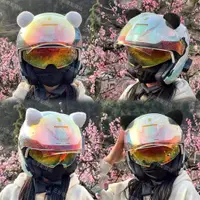 在飛比找蝦皮購物優惠-機車裝飾 安全帽裝飾 貓耳朵頭盔裝飾摩托車女騎機車滑雪盔可愛
