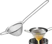 2 Pieces Fine Mesh Small Strainer Cocktail Strainer Triangle Fine Mesh Strainer for Filtering Metal Bar Conical Sieve for Cocktail Stainless Steel Strainer with Long Handle for Coffee