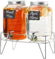 Stylish 2-Gallon Beverage Dispenser with Vintage Design & Chalkboard Labels