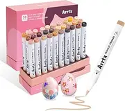 Arrtx 30 Colors Skin Color Acrylic Paint Pens, Skin Tone Paint Markers Paint Pens for Artists Adults Coloring Drawing Brush Tip for Rock Painting, Wood, Canvas, DIY Crafts Making Art Supplies
