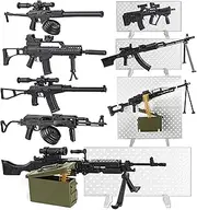 PROLOSO 8 Set Miniature Toy Machine Guns with Display Board SMG Rifles Toys for Boys Kids Building Toys