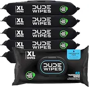 DUDE Wipes Flushable Wipes Dispenser (6 Packs, 48 Wipes Each), Unscented Wet Wipes with Vitamin-E & Aloe for at-Home Use, Septic and Sewer Safe