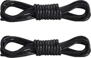 [Lunavara] 1 Pairs Shoelaces, Round Waxed Shoe Laces, Black Waxed Rope for Men and Women Leather Shoes, Doc Martens, Desert Boots