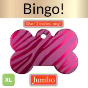 Custom Engraved Dog Tags Personalized Dog Collar Pet Bone TIGER PINK EXTRA LARGE