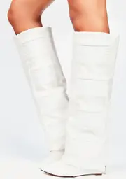 [AZALEA WANG] White Victoria Wedge Boots