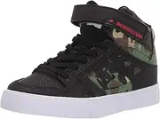 [DC] Boy's Pure High Top EV Skate Shoes with Ankle Strap and Elastic Laces, Black Camo, 3 Little Kid