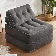 [Afuson] Folding Chair Bed for Bedroom, Futon Sofa Bed, Floor Couch for Adults Chair Bed for Living Room, Lounge Sofa, Convertible Sofa Bed, Small Couches for Small Spaces, Grey
