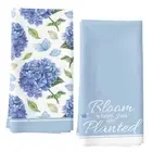 Blue Kitchen Towels Set of 2 Hydrangea Floral Kitchen Tea Towels 18x26 Inch