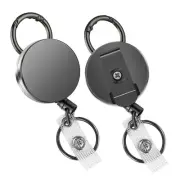 2 Pack Heavy Duty Retractable Badge Holder Reels, Metal ID Badge Holder1115