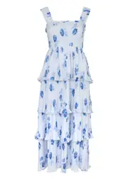Ganni Floral-print Plissé Georgette Midi Dress - Blue - 38 (UK10 / S) 38 (UK10 / S)