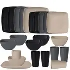 16pcs/Set Square Plastic Dinnerware Set Wheat Straw Tableware Large Capacity_
