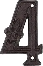 Tofficu 4.7 Inch Modern House Numbers for Outside,Large Black Metal House Numbers,House Address Numbers for House Address Apartments Wall Door Hotel Garage Gate with Nail Kit - Number 4