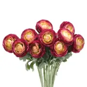Artificial Ranunculus Flowers, 10 Stems Faux Permanent Flower Floral, Purple